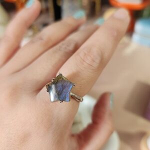 Sterling Silver Labradorite Star Adjustable Ring